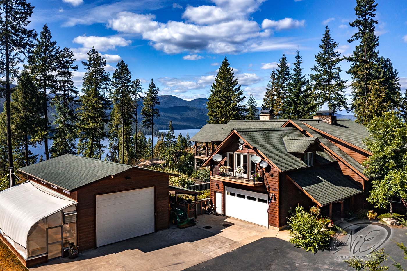 NIE - Drone shot Priest Lake Home and Shop